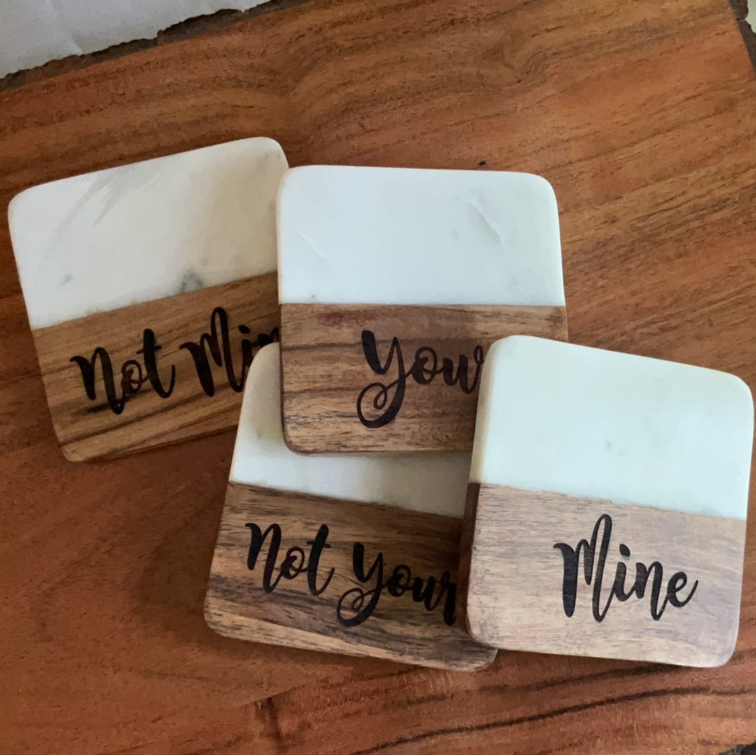 Marble and wood coasters