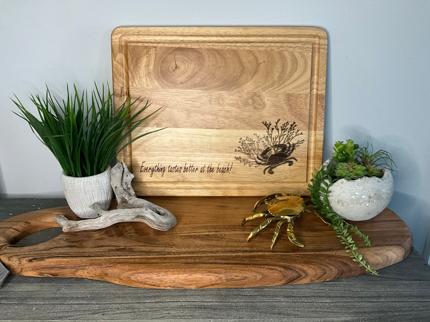 "Everything Tastes Better at the Beach" Crab / Coral