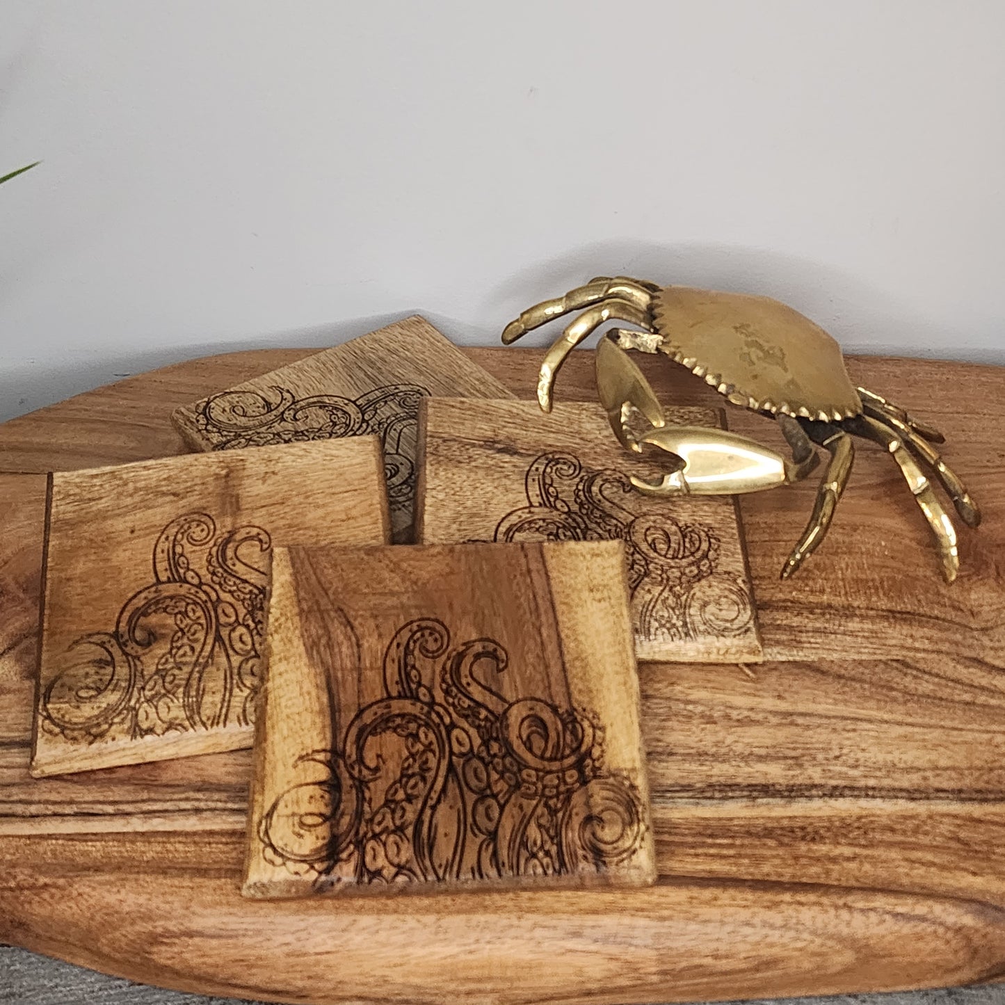 Wooden Coasters with Caddy