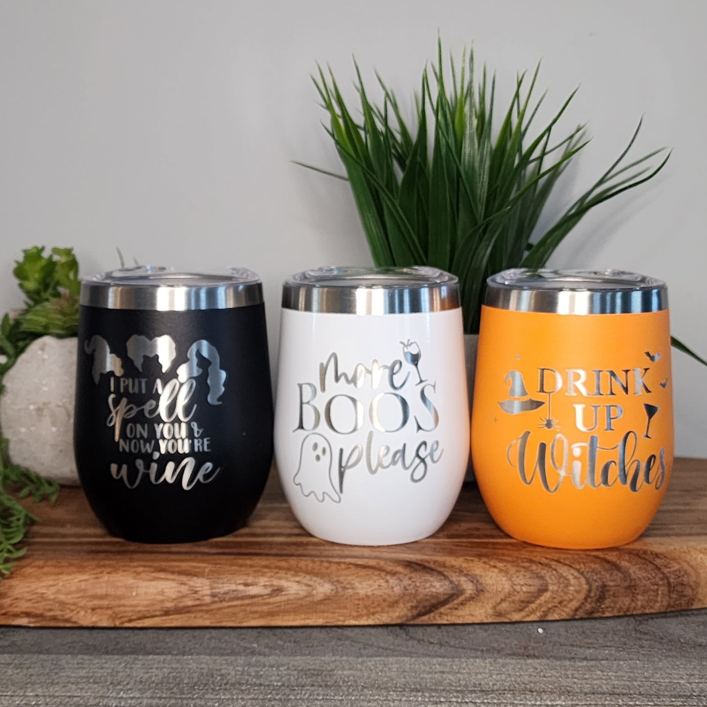 Halloween stemless wine glasses