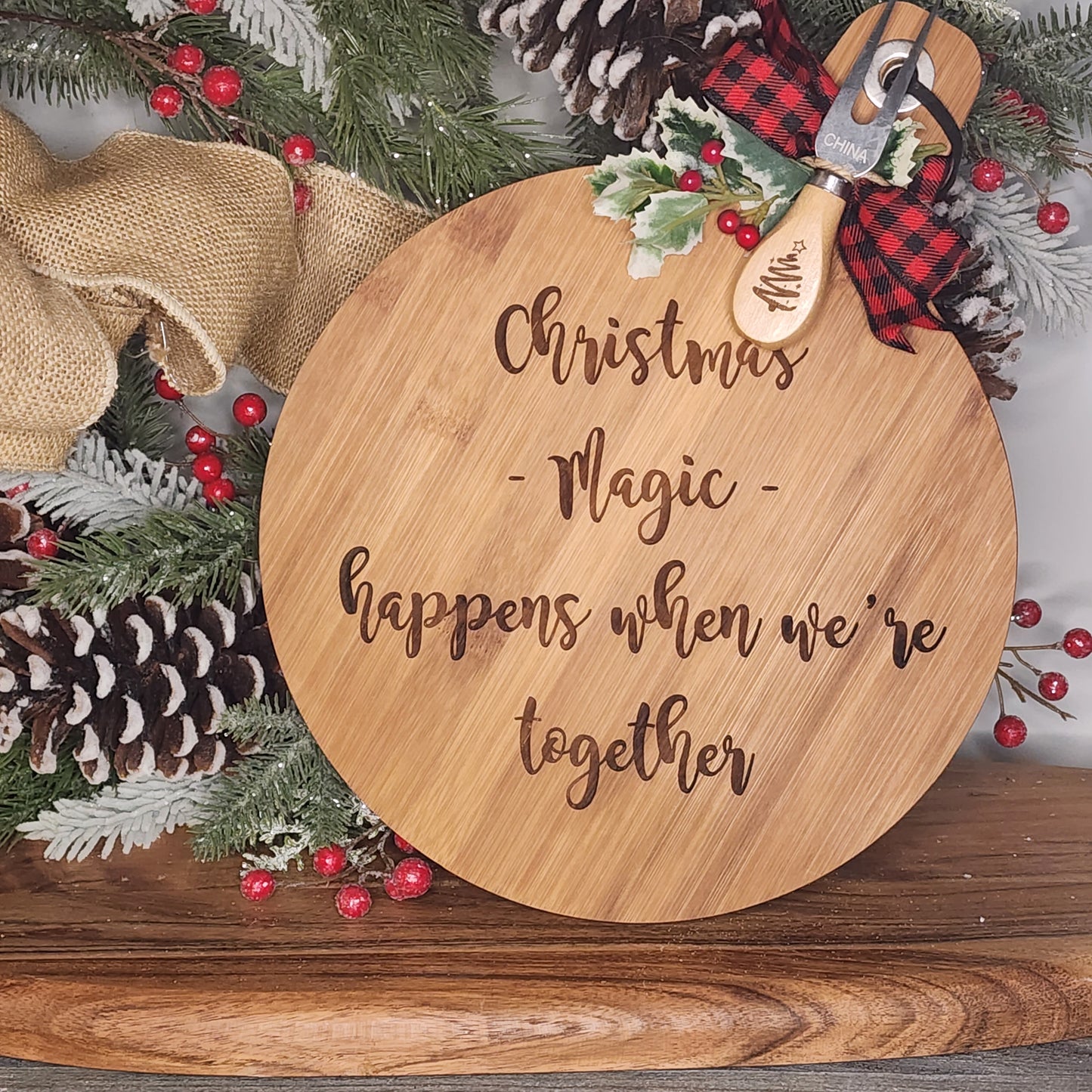 Christmas magic ornament shaped board