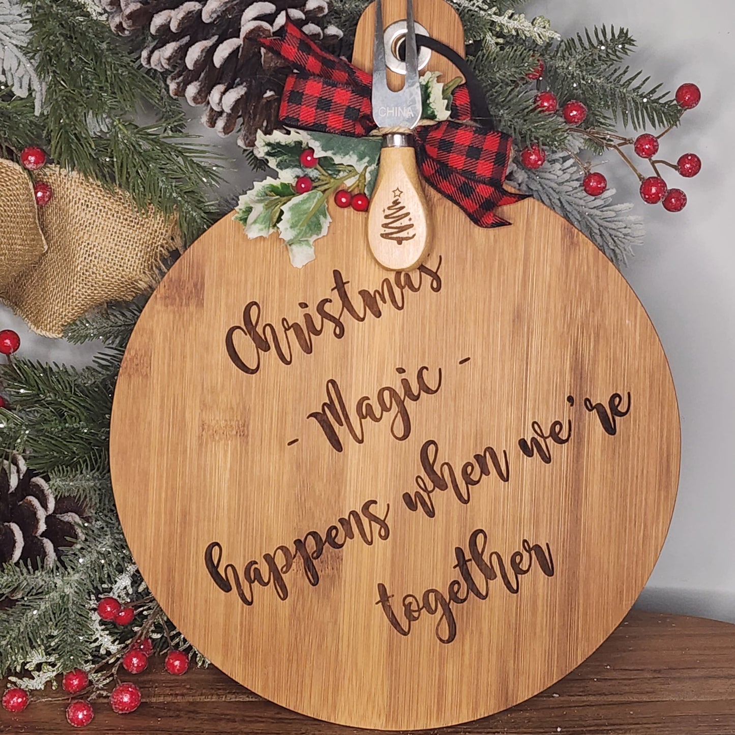 Christmas magic ornament shaped board