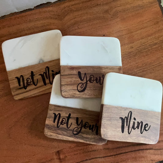 Marble and wood coasters