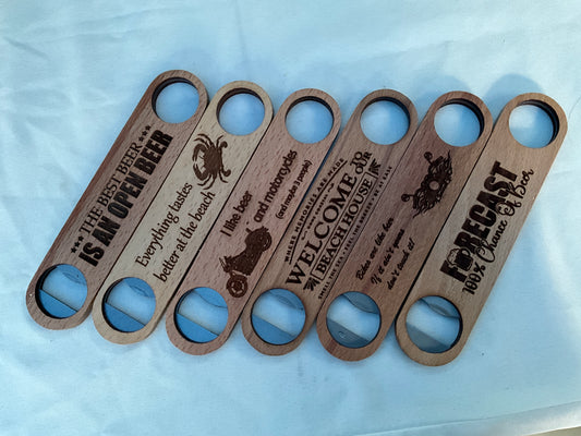 Assorted long wooden bottle openers