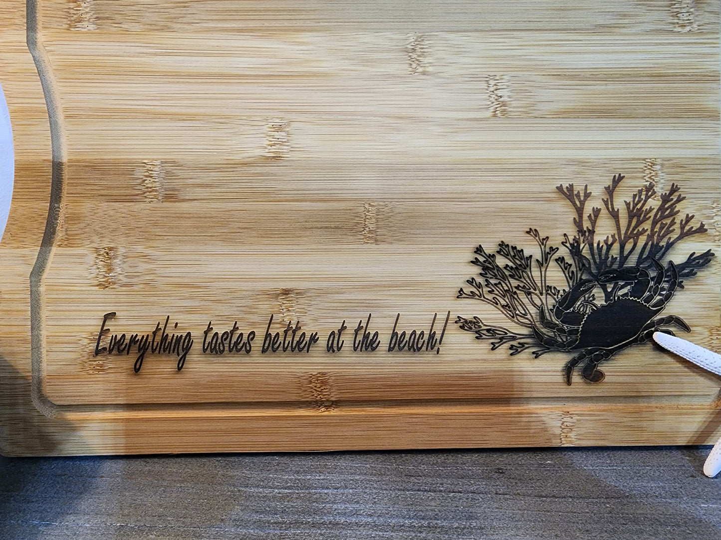 Bamboo Tray with metal handle - Crab + Coral