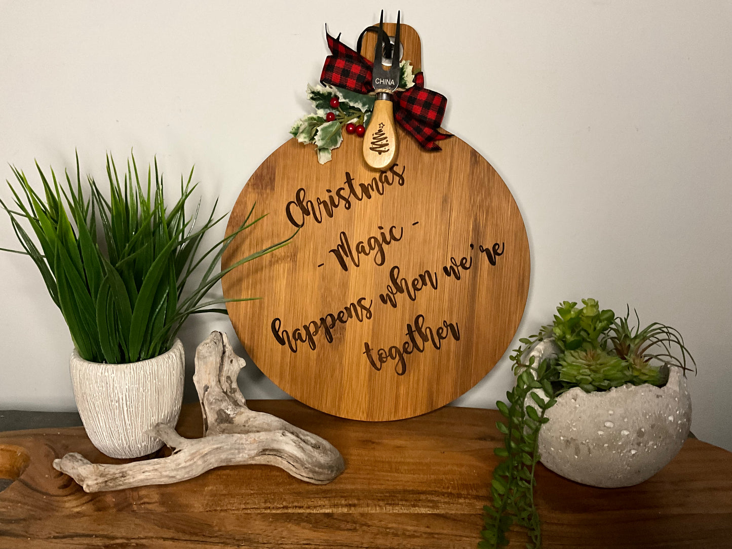 Christmas magic ornament shaped board