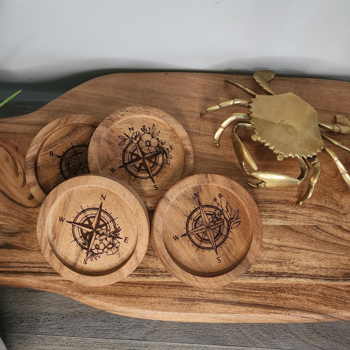 Wooden Coasters with Caddy