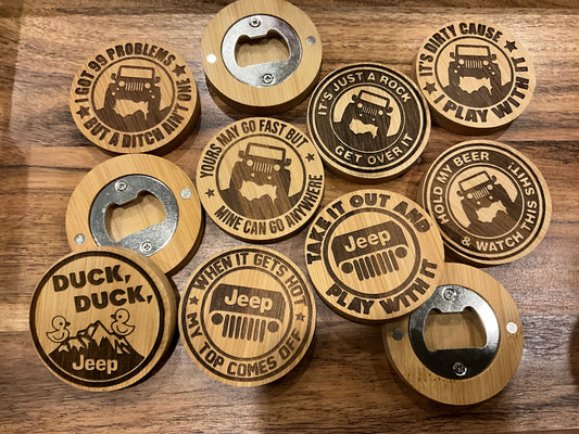 Assorted Jeep bottle openers