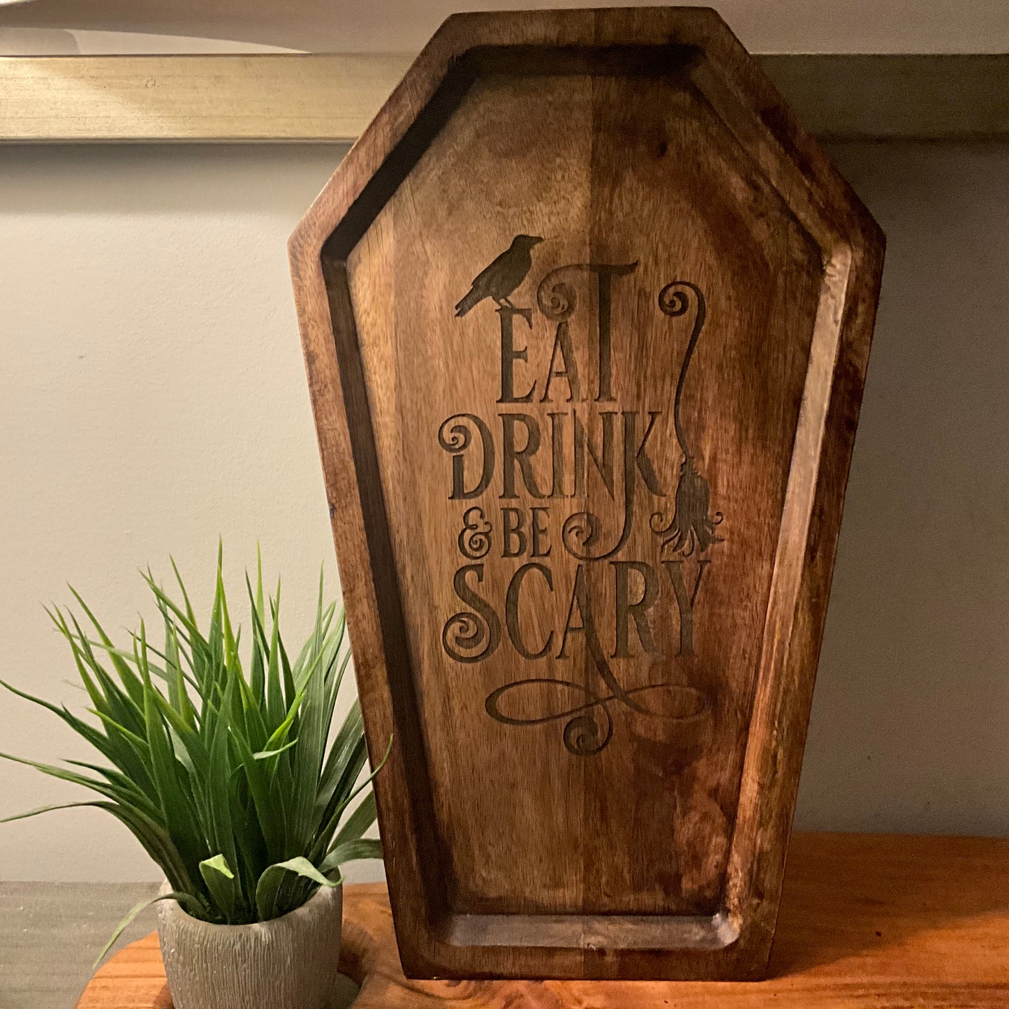 Coffin shaped serving board