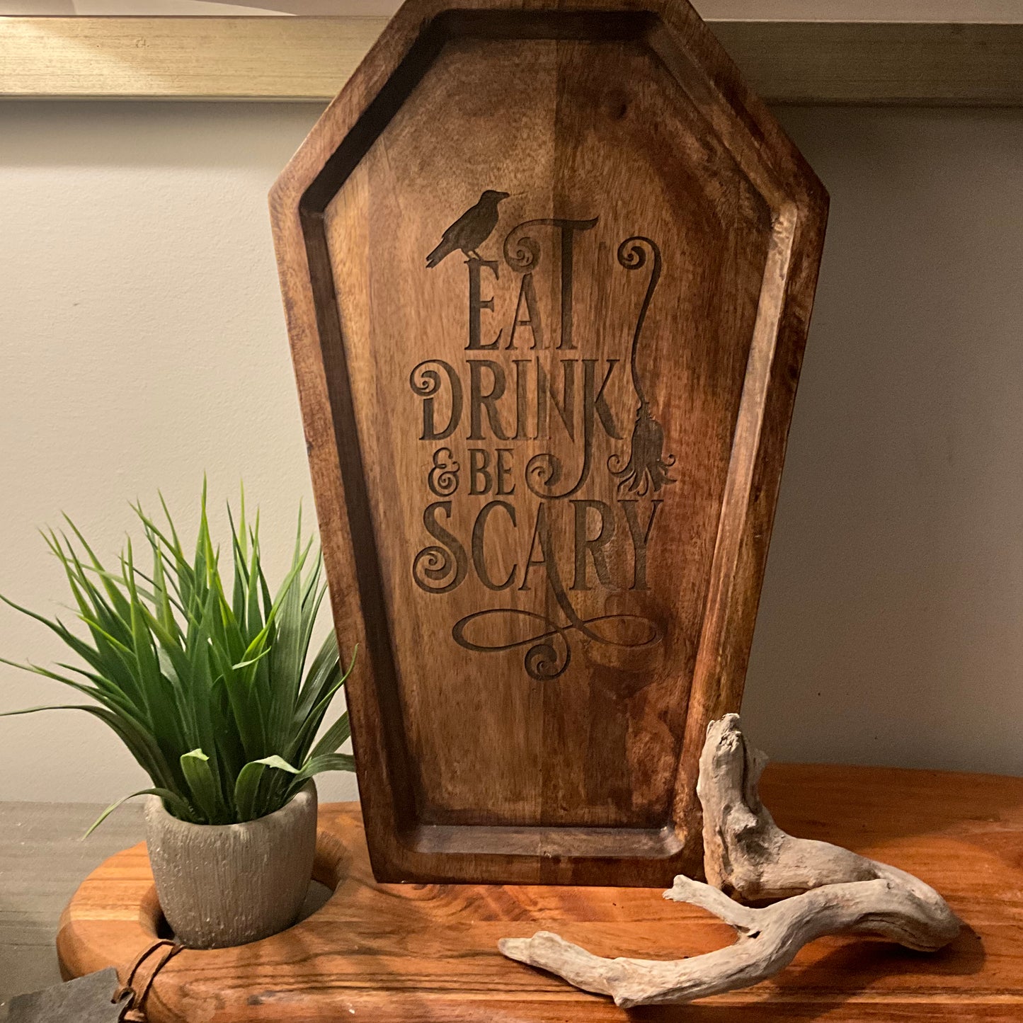 Coffin shaped serving board