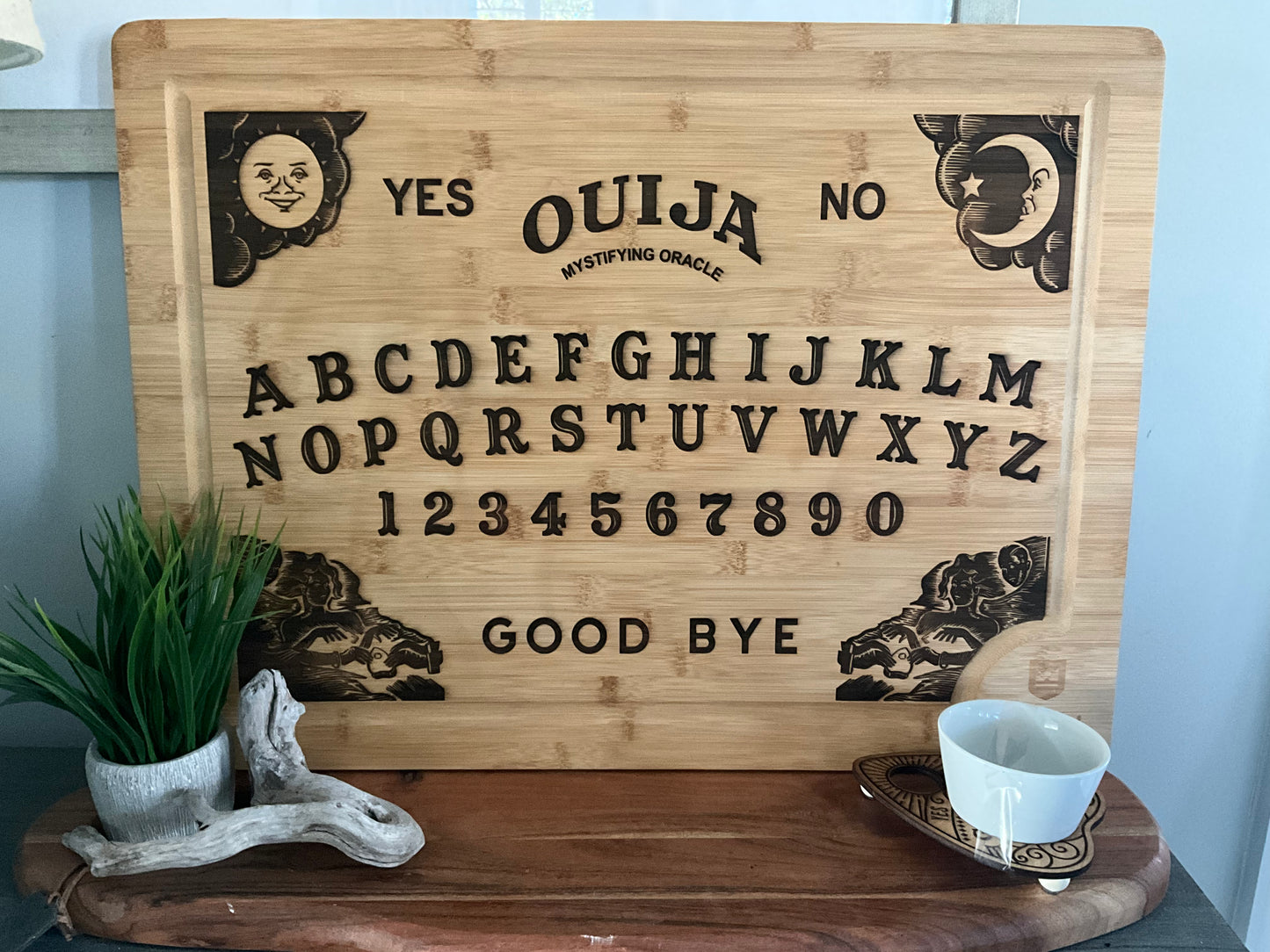 Ouija board charcuterie set with planchette and bowl