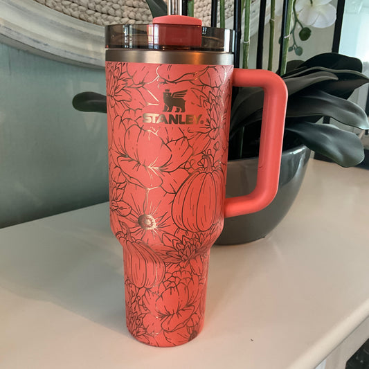 Stanley pumpkin spice  40 oz tumbler, pumpkins and mums