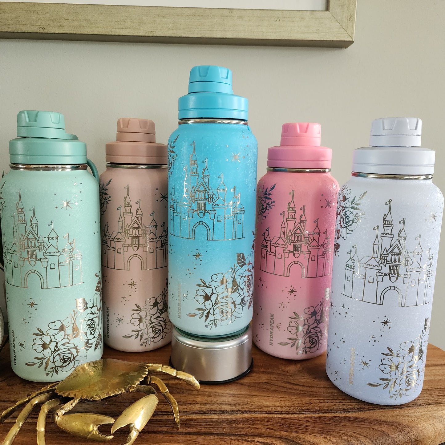 Hydrapeak Iced Ombre 32oz Water Bottle - Princess Castle Engraving